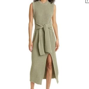 JONATHAN SIMKHAI Jenae Tie-Waist Knit Maxi Dress Sage